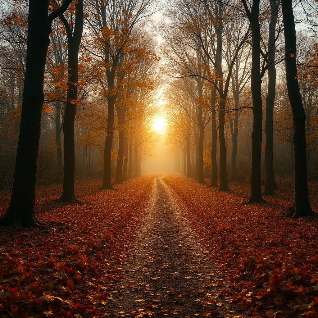 Ampio scorcio di un sentiero boschivo in autunno utilizzato per le uscite del corso